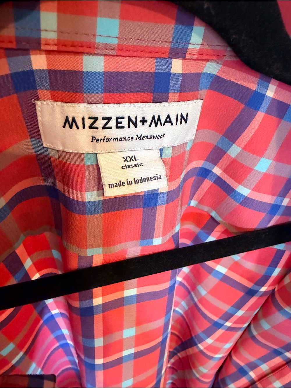 Mizzen+Main Leeward Coral and Blue Plaid Long-Sleeve Button-Down Shirt NWOT - Picture 2 of 7